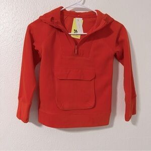 All In Motion Boys XS Micro-fleece Hoodie Thumbhole Cuffs Orange Quarter Zip NWT